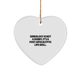 Gifts from Family and Friends for Genealogy Enthusiasts - Genealogy Is Not A Hobby. It's A Post-apocalyptic Life Skill. Christmas Unique Heart Ornament - Image 1